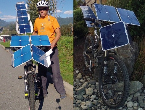 Esta bicicleta está equipada con paneles solares