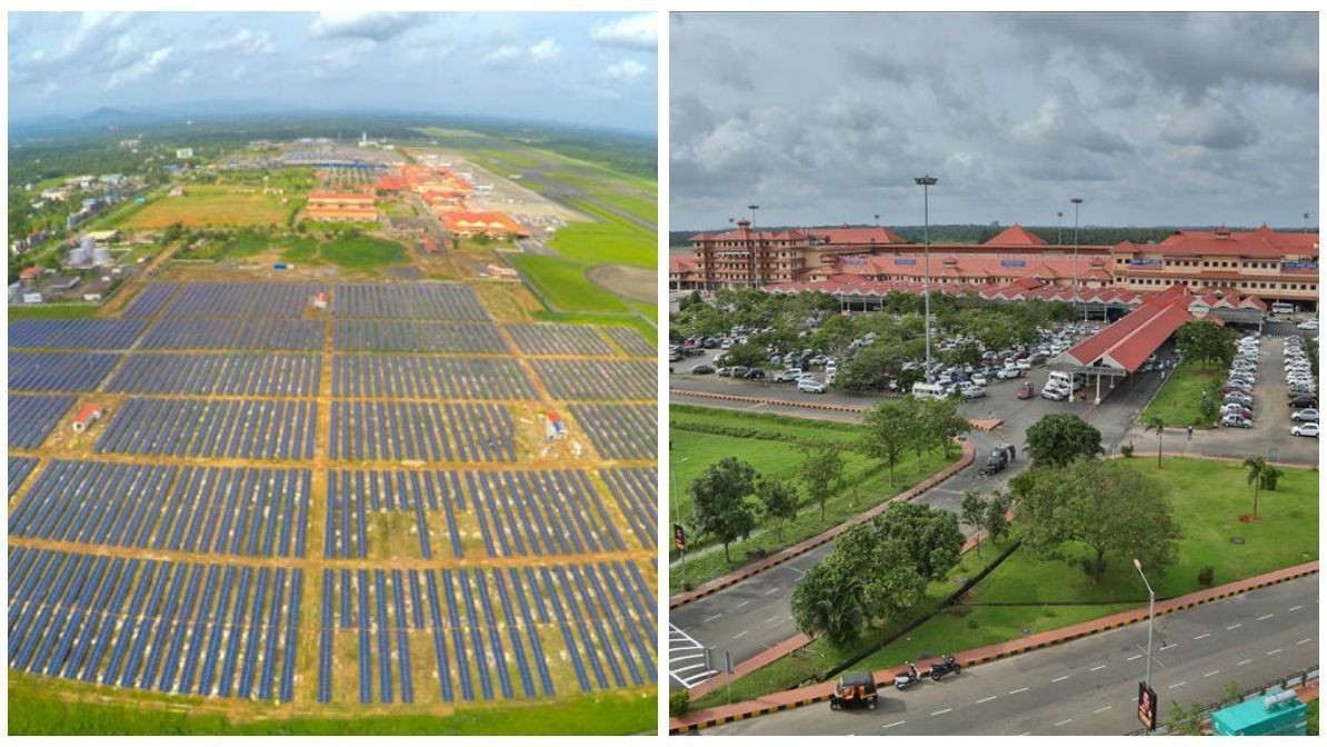 Paneles solares en el Aeropuerto de Cochín, India